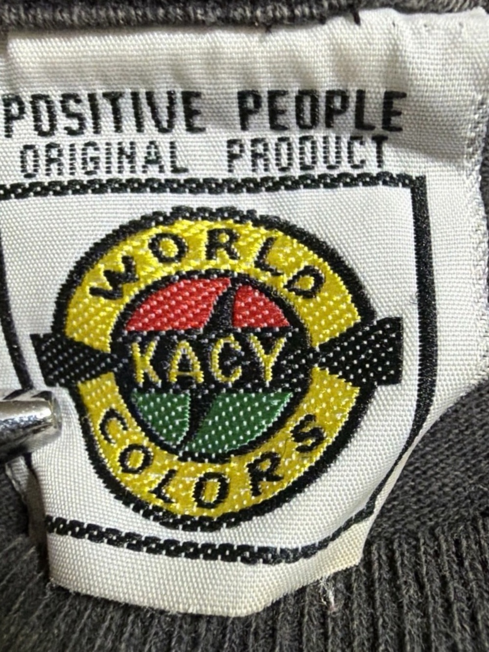 Vintage Kacy World Colors Positive History T Shirt 90's AOP XL Single Stitch USA - Picture 3 of 6